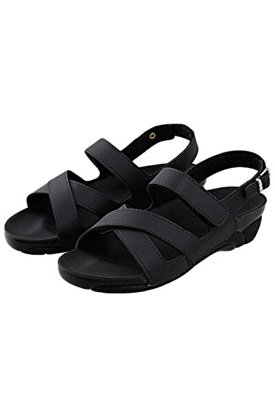 Ceyo Women's Black Thick Heeled Daily Anatomical Sandals Venice-8