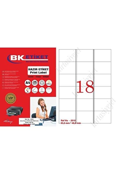 BK Tw-2018 Veličina 63,5 x 46,6 mm laserska etiketa A4 18 etiketa po listu