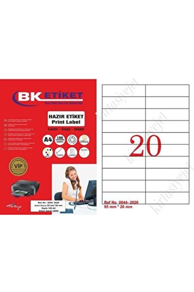 BK Tw-2020 Veličina 95 X 26 mm Laserska etiketa A4 20 etiketa na listu