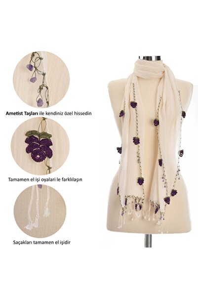 Dosimira شال قطن مصنوع يدوياً بحجر الجمشت