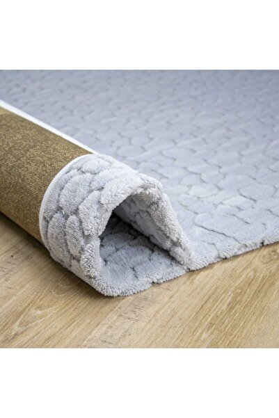 Hakan Gri Karo Desen Welsoft Halı Örtüsü