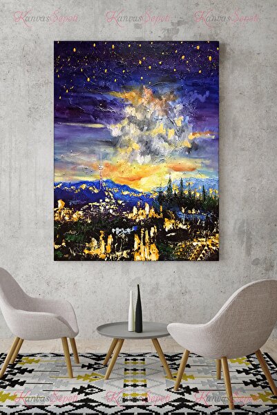KanvasSepeti 90x120cm Büyük Boy Gece Ve Gökyüzü Kanvas Canvas Tablo Tablolar