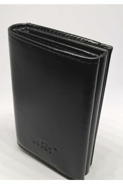 ARI Men's Black Vera Leather Card Holder with Money Section and Mechanism