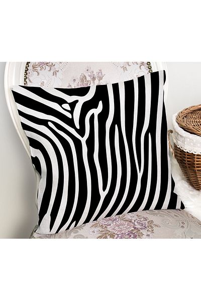 Realhomes Zebra Post Patterned Digital Printed Throw Pillow Cover