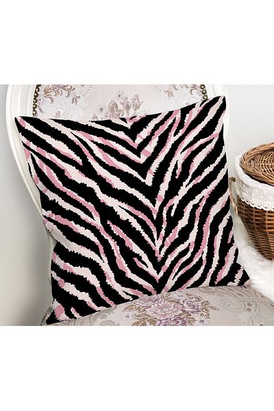 Realhomes Zebra Fur Printed Digital Printed Throw Pillow Cover