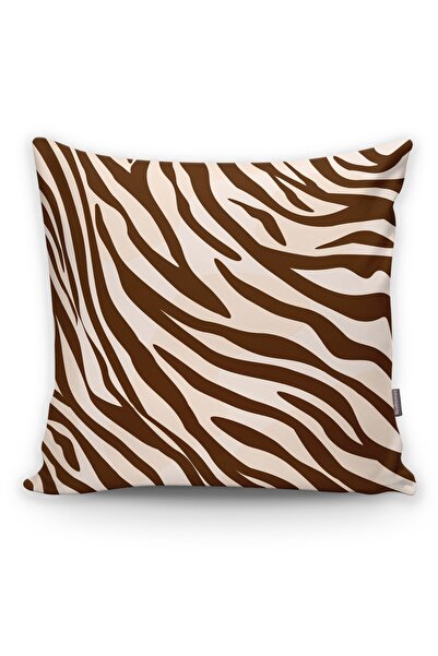 Realhomes Hayvan Derisi Kahverengi Baskılı Dijital Baskılı Kırlent Kılıfı