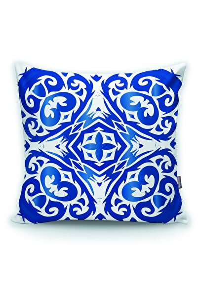 Realhomes Μπλε Λευκή Κεραμική Μαξιλαροθήκη Damask με διακοσμητικό σχέδιο
