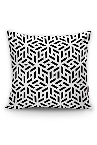 Realhomes Digital Printed Black Striped Cup Shaped Throw Pillow Cover