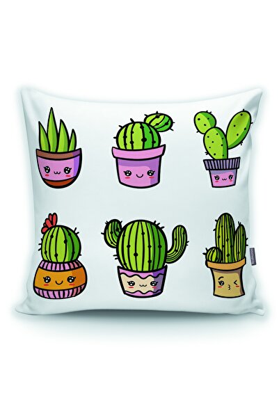 Realhomes Husă de pernă drăguță cu model de cactus, imprimată digitală, într-...