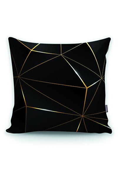 Realhomes Husă de pernă și pernă cu design special, cu fundal negru și motiv ...