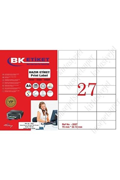 BK Tw-2027 Veličina 70 X 32 mm Laserska etiketa A4 27 etiketa na stranici