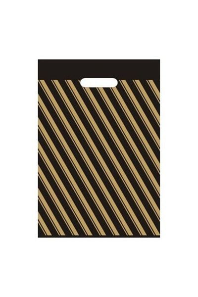 ECOPLAST 100 Black Striped Reinforced Bags - 26x38 Cm
