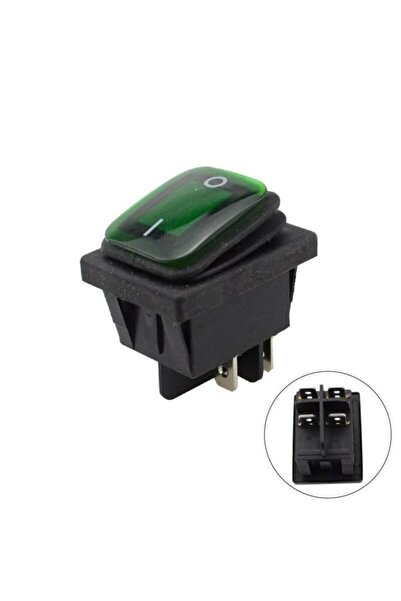 Motorobit KCD4 Su Geçirmez 30A Yeşil Led Işıklı ON-OFF Anahtar 4 Pin
