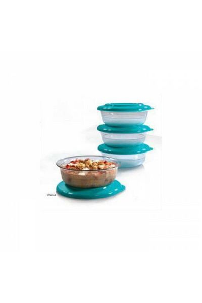 Tupperware Crystal Green Quadruple Bowl with Lid