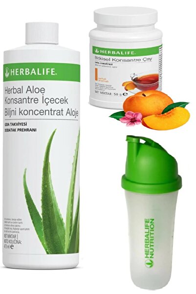 Herbalife Set Aloe Suyu ve Şeftali Aromalı 50 Gr Çay ve Shaker