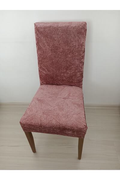 Kadife Damarlı Sandalye Kılıfı 6 Adet
