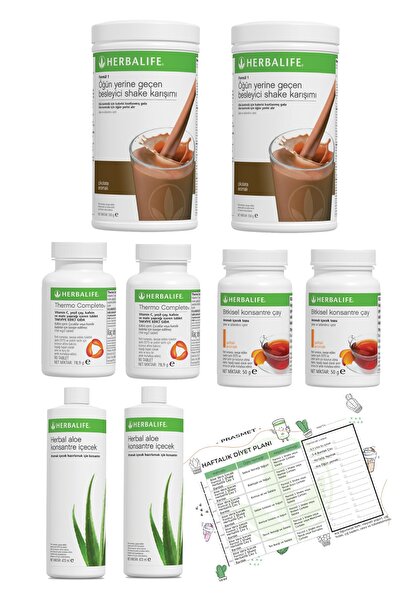 Herbalife 2'li Eko Set 2 Çikolata Shake  2 Şeftali Çay  2 Thermo  2 Aloe Vera...