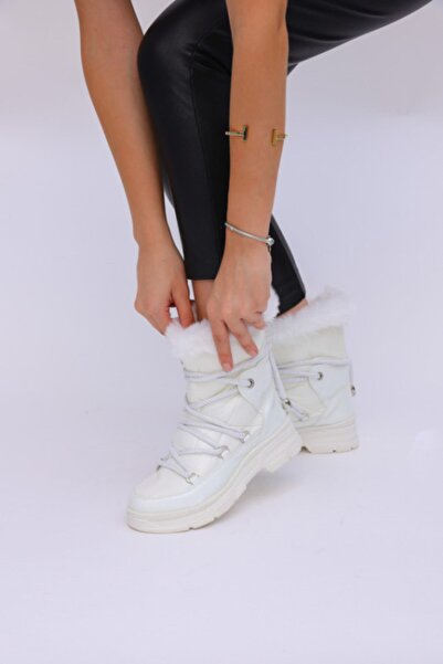 ANGELİNA JONES Kadın Beyaz Suni Deri Bot