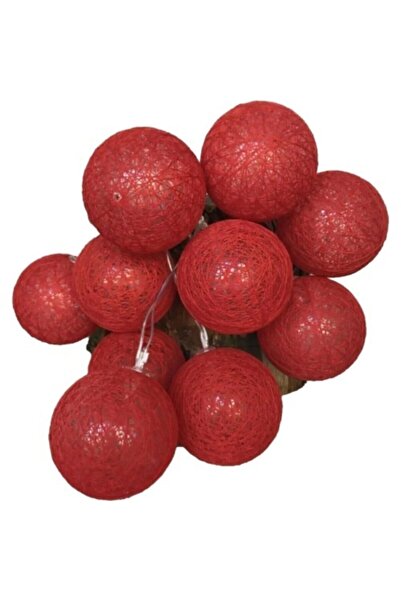 MOBGİFT Işıklı Rengarenk Ipli Toplar Kırmızı Dekoratif Aydınlatma