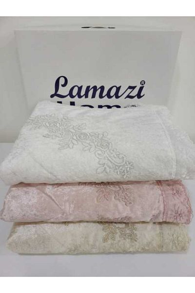 Lamazihome سجادة صلاة مخملية مكونة من 3 قطع كريم بودرة كابتشينو لمهر الزفاف