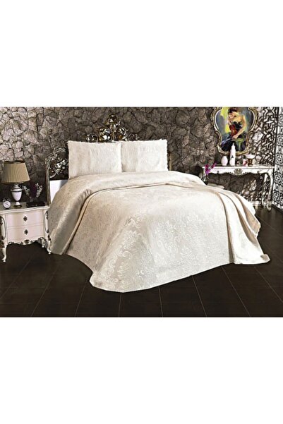 Çeyizci Berfin Çift Kişilik Dantelsiz Pike Takımı – Krem
