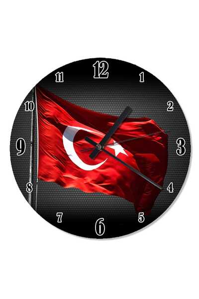 Cakatablo 30 Cm Çap Türk Bayrağı Duvar Saati