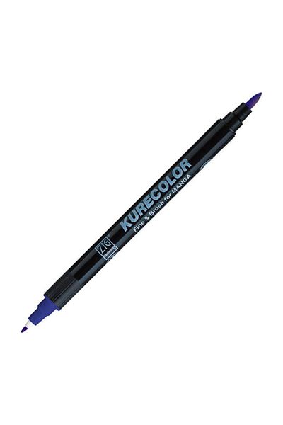 Zig Zıg Kurecolor Cartoonist Fine & Brush Marker Cnkc2200 Double Ended Manga and Graphic Marker No:317 Blue