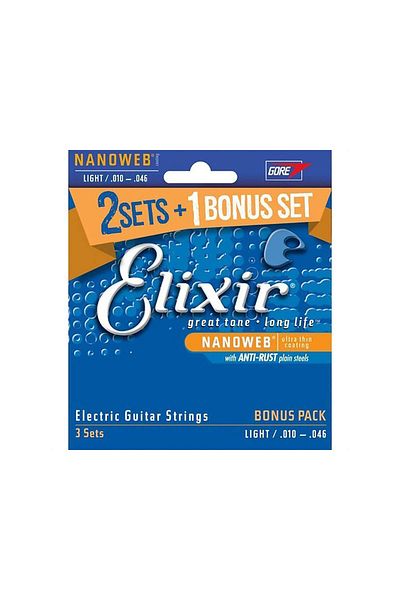Elixir 16542 سلسلة جيتار كهربائي نانو ويب لايت 3 (10-46)