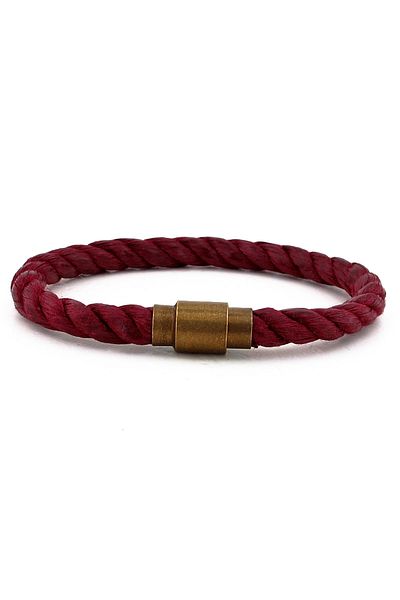 Solfera Men's Burgundy Rope Bronze Metal Magnetic Clip Bracelet Bt387