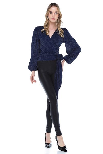 Quincey Bluză de damă înfășurată bleumarin - BDM2441