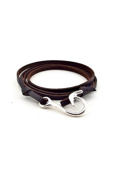 Solfera Men's Brown Orj Leather Hooked Bracelet BT313