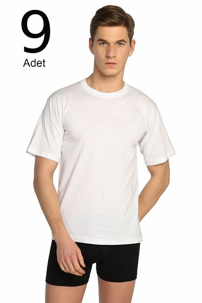 Tutku Men's White 9-Pack Crew Neck Undershirt ELF568T0105CCM9