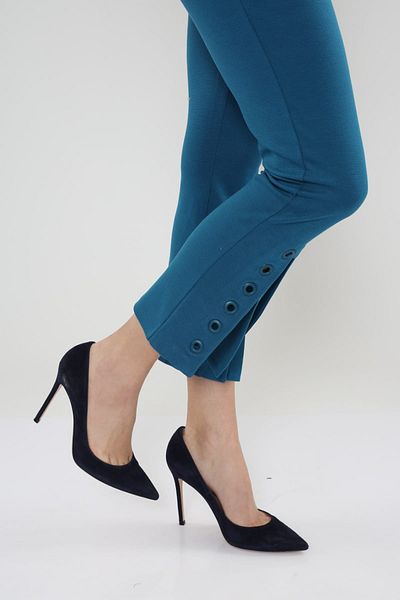 Hanna's by Hanna Darsa Women's Green Legs Pants with Bird Eye Detail