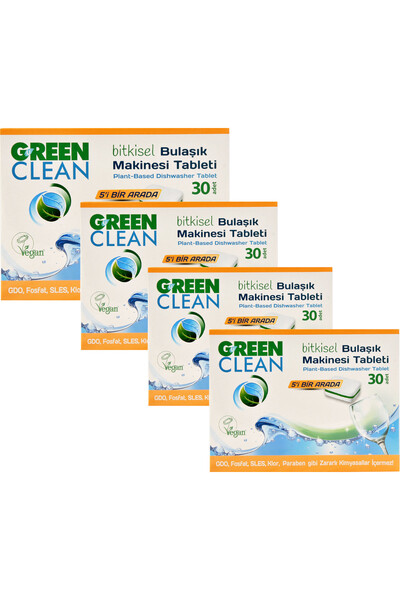 U Green Clean Bitkisel Bulaşık Makinesi Tableti 30'lu x 4 Adet