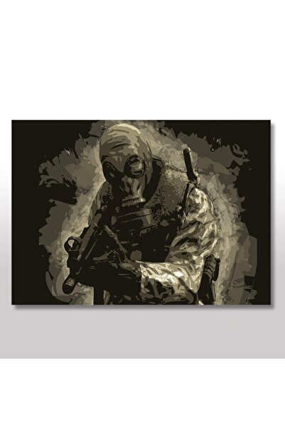 Cakatablo 35cmX50cm Ahşap Tablo Asker Ve Gaz Maskesi