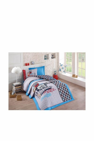 Cotton Box Single Bed Covered Duvet Cover Set - Major Turquoise