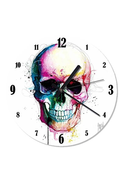Generic Brand 30 cm Diameter Colorful Skull Wall Clock