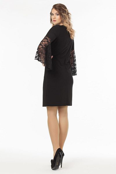 Laranor Women's Black Sleeve Flounce Lace Detail Dress 19LB9127