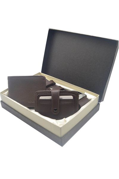 All Takı Men's Wallet Gift Set Brown - Karlino Belt and Wallet - Credit Card
