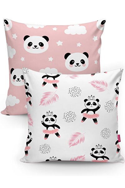 Realhomes Sevimli Pandalar Çocuk Odası 2'li Kırlent Kılıfı Seti