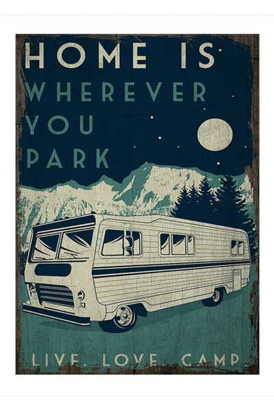 Cakatablo 35cmX50cm Ahşap Tablo Eski zeminde karavan afişi