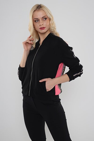 Hanna's by Hanna Darsa Kadın Siyah Arkası Baskı Ve Işleme Detaylı Hırka