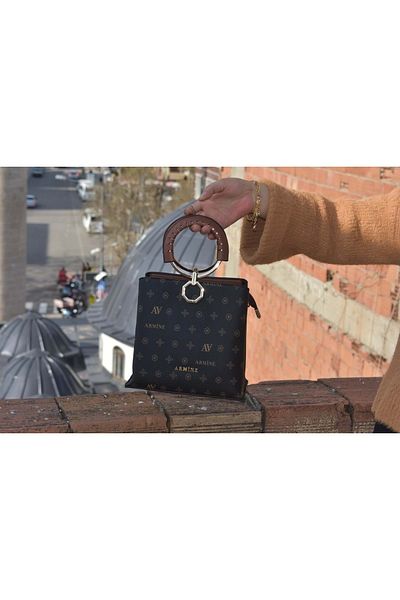 Armine Geantă de umăr de mână pentru femei cu imprimeu 260 - neagră - mărime unică