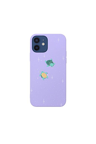 shoptocase Iphone 12 Lansman Uzaydaki Kaplumbağalar Desenli Telefon Kılıfı