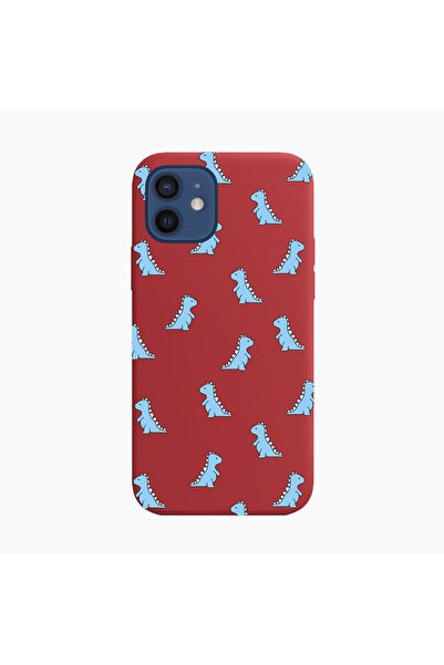 shoptocase Iphone 12 Lansman Mavi Dinazorlar Desenli Telefon Kılıfı
