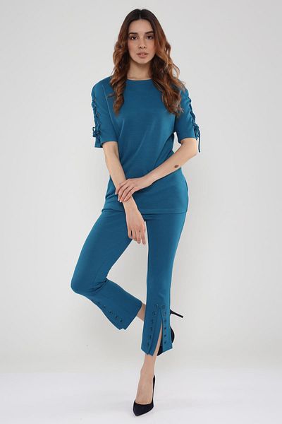 Hanna's by Hanna Darsa Women's Green Legs Pants with Bird Eye Detail