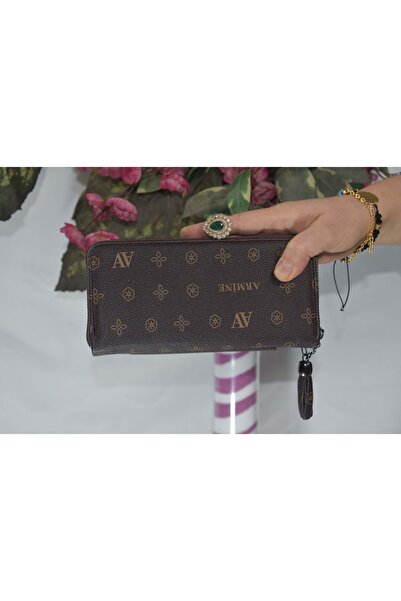 Armine C 07 Kadın Baskılı Küçük Boy El Çanta&cüzdan - Kahve - Tek Ebat