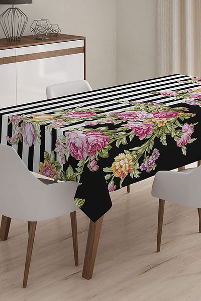 Realhomes Față de masă modernă cu model de flori imprimată digital 3D - 120 x 140 cm