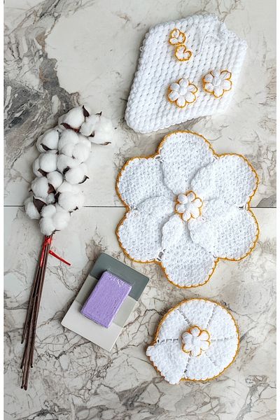 mbmh made by may hand Hand Knitted Bath Washcloth Dowry Washcloth Madebymyhand