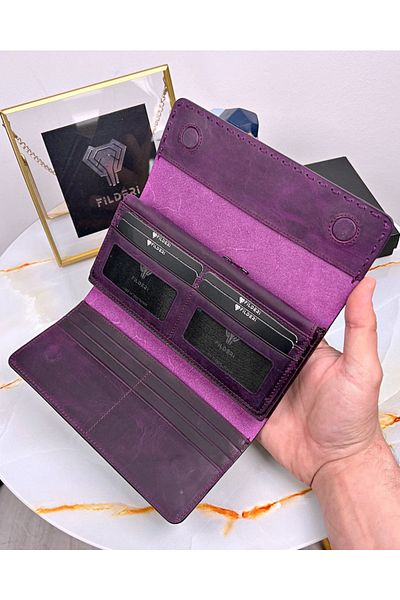 Fil Deri Wallet with Phone Compartment Lux Stitched